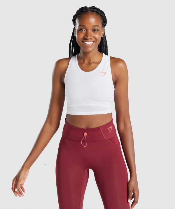 Damske Tielko Gymshark Pulse Crop Biele | ZE0231856